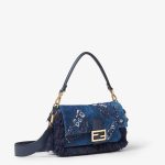 FENDI Baguette® Blue flocked denim bag with Night Butterfly embroidery - Image 3